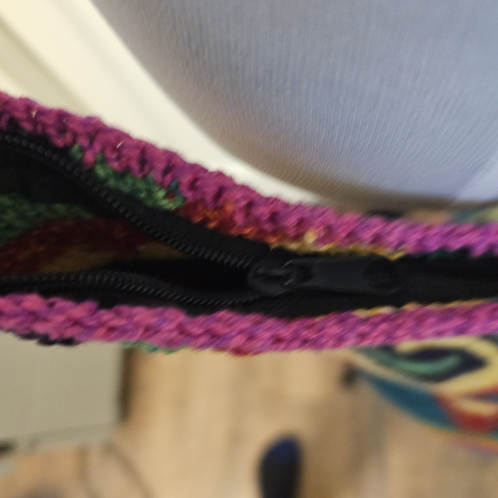 Artisan Bucket Bag Purse Multicolor Crochet Hobo Bag Boho Crossbody Festival - Picture 4 of 9
